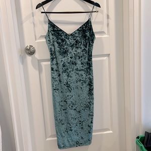Brand new green Velvet spaghetti strap dress - fits more like a medium